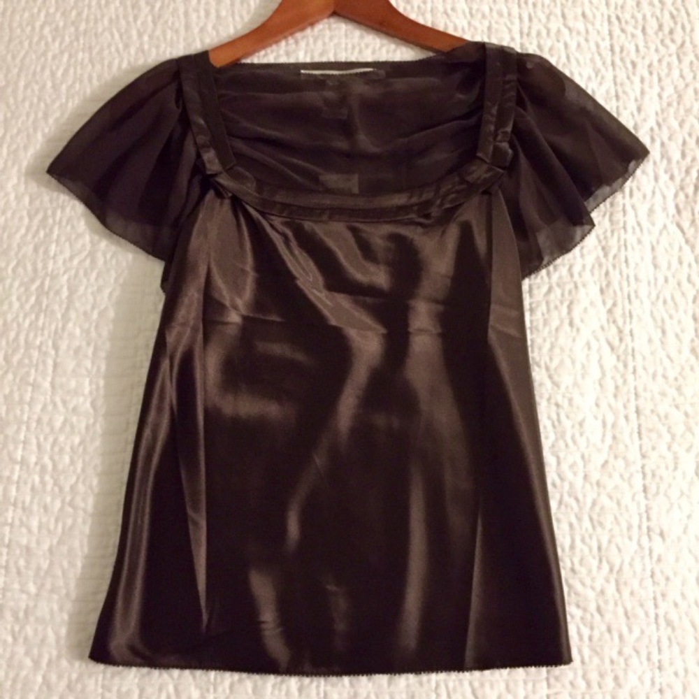 NWT Max Studio Mixed Media Top / Satin Sexy Sheer